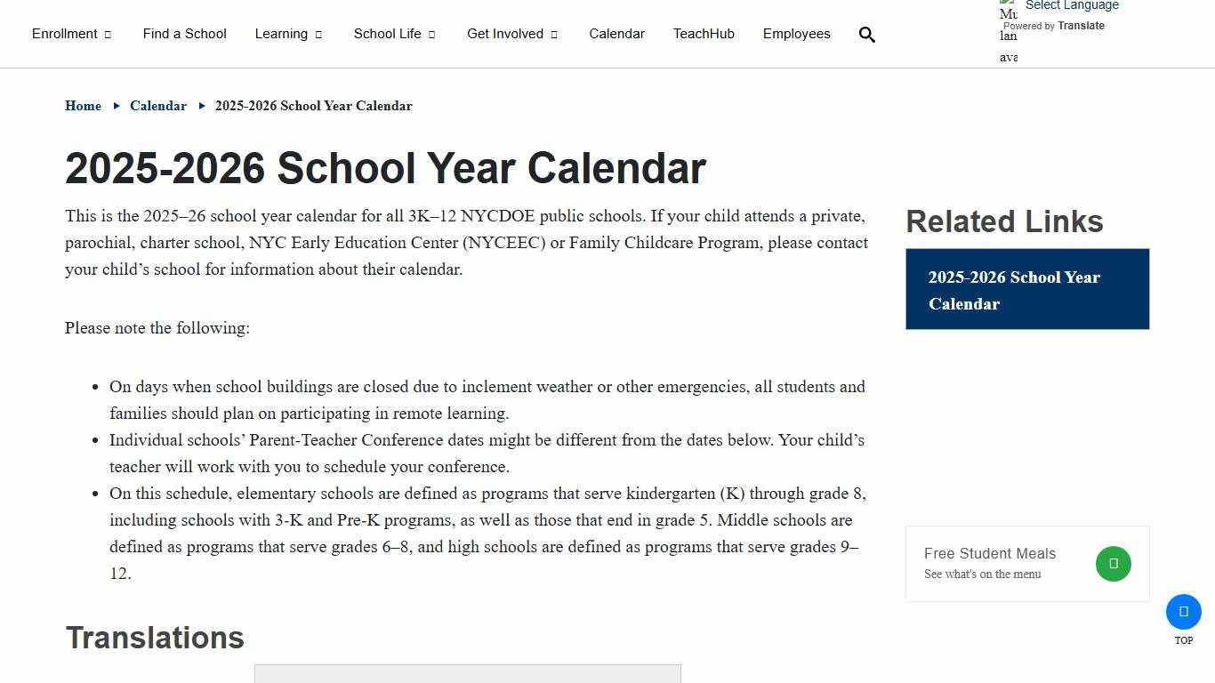 2025-2026 School Year Calendar